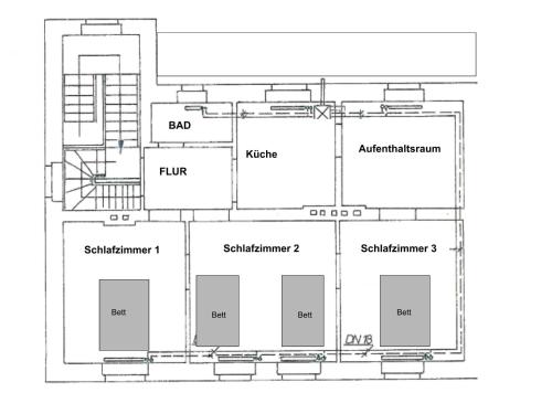 4 Einzel-Boxspringbetten in 3 Schlafzimmern - Aufenthaltsraum, Küche, Duschbad -Liegeplatz 063 Brunsbüttel allemagne