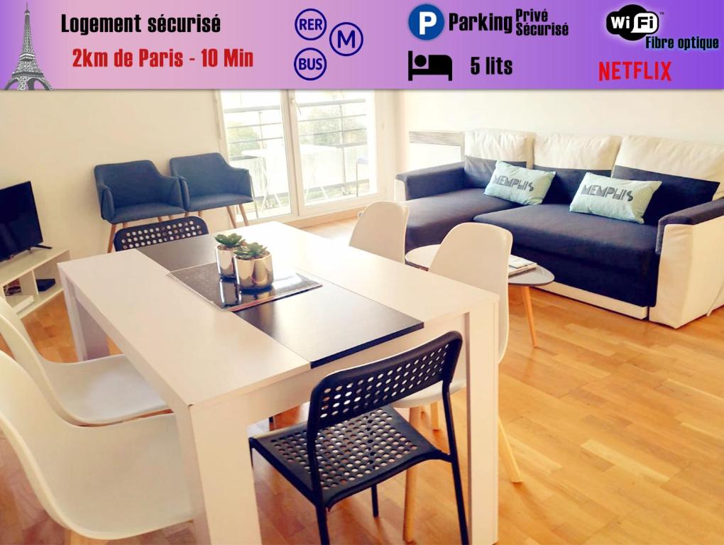 Appartement 3Pièces 6personnes, 2minutes Paris,Métro, Parking 2 Rue Olympe de Gouges 93210 Saint-Denis