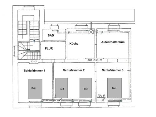 4 Einzel-Boxspringbetten in 3 Schlafzimmern - Aufenthaltsraum, Küche, Duschbad -Liegeplatz 063