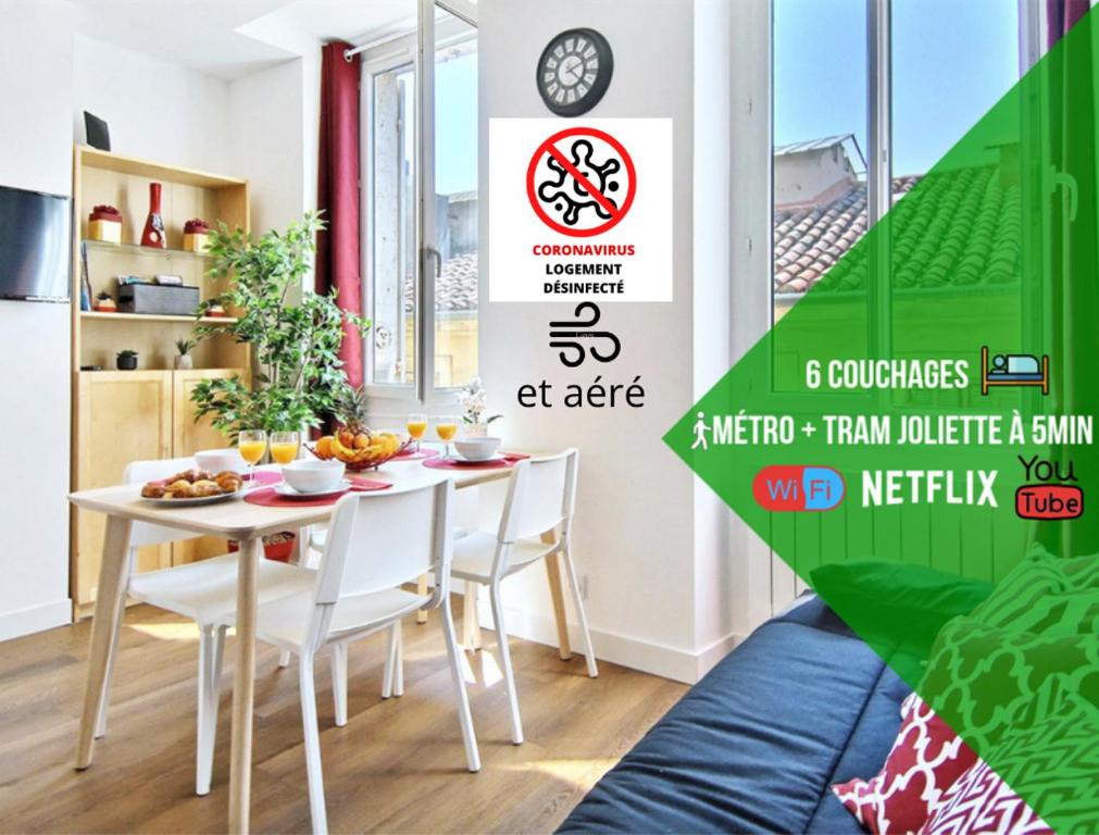 Appartement 6 Couchages, Wifi Fibre & NETFLIX \ Cinquième étage porte de gauche 23 Rue Pierre Albrand 13002 Marseille