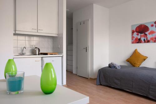 Apartment Düsseldorf Wersten Nähe Uni & Uniklinik, neue Möbel & Bad, Kochnische