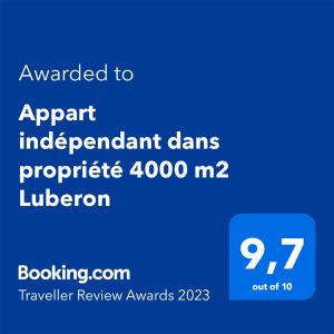 Appart indépendant dans propriété 4000 m2 Luberon