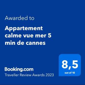 Appartement Appartement calme vue mer 5 min de cannes Rue de Madrid 06110 Le Cannet Provence-Alpes-Côte d\'Azur