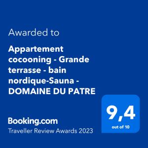 Appartement cocooning - Grande terrasse - bain nordique-Sauna - DOMAINE DU PATRE