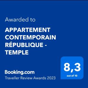 Appartement APPARTEMENT CONTEMPORAIN RÉPUBLIQUE - TEMPLE 48 Boulevard du Temple 75011 Paris Île-de-France