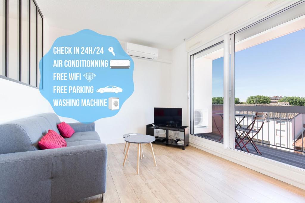 Appartement Appartement Cosy Tout confort - Climatisation, Balcon, WiFi - proche AIRBUS, Purpan, Aéroport, Stade Ernest Wallon 36bis Rue Des Sports 31200 Toulouse