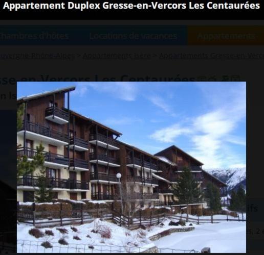 Appartement Duplex 4 pers à Gresse-en-Vercors 260 route de Pierre Blanche  Les Centaurées  Bât. A1 N°23, 38650 Gresse-en-Vercors