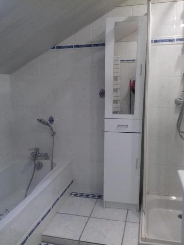 Appartement en loft 50m2 dans maison avec chambre en mezzanine et canapes lits dans salon