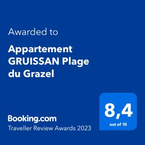 Appartement GRUISSAN Plage du Grazel