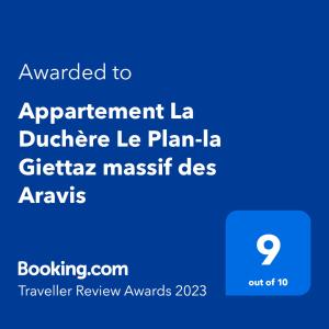 Appartement La Duchère Le Plan-la Giettaz massif des Aravis