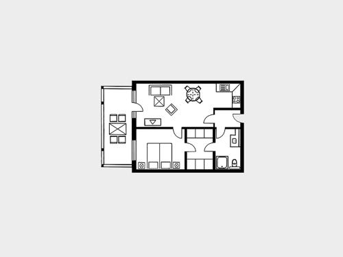 Appartement mit 1 Schlafzimmer und Balkon AH 628