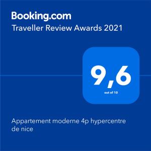 Appartement moderne 4p hypercentre de nice