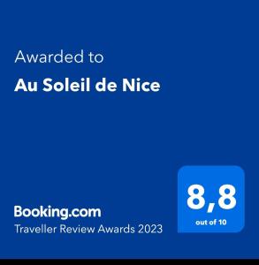 Appartement Au Soleil de Nice 86 Avenue Raoul Dufy 06200 Nice Provence-Alpes-Côte d\'Azur