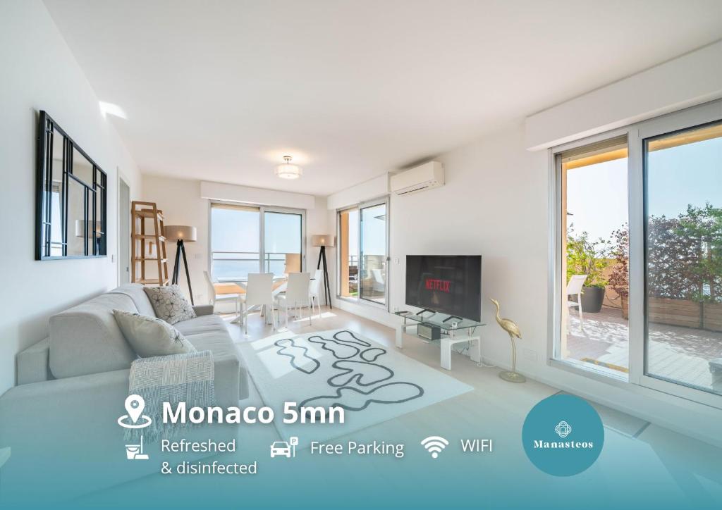 Baie Roquebrune, Terrasse Vue Mer, 5mn Monaco, Parking Gratuit Résidence les Genêts 512 Avenue du Ramingao, 06190 Roquebrune-Cap-Martin