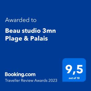 Beau studio 3mn Plage & Palais