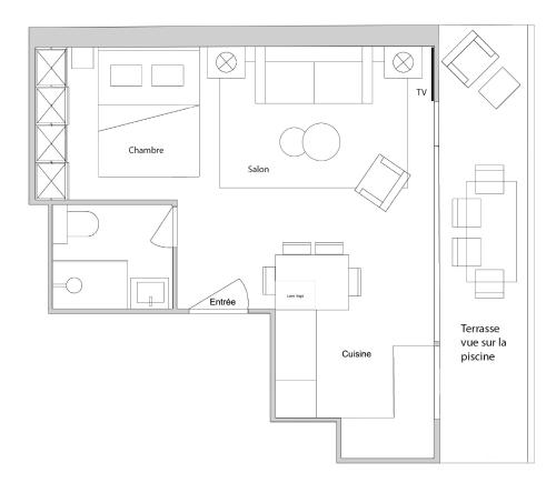 Beau studio rénové dans résidence avec piscine
