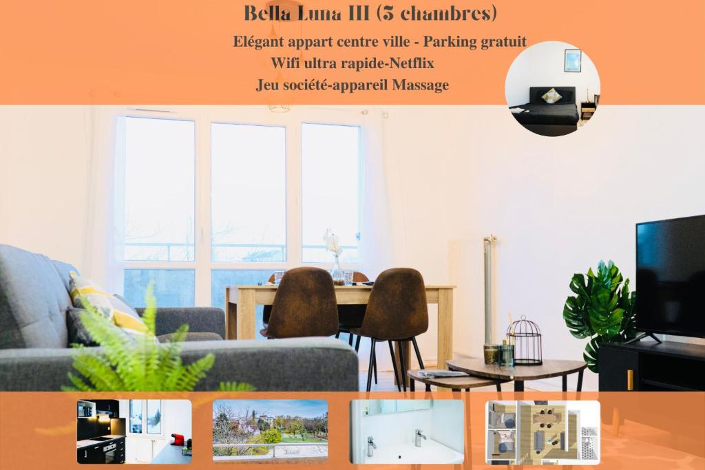 Appartement Bella Luna III - Elégant appartement centre ville - Parking gratuit - Wifi ultra rapide-Appareil Massage-Netflix-Jeu société 32 Rue Trouvassot 10000 Troyes