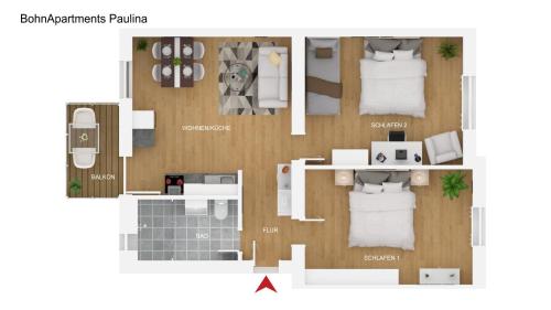 BohnApartments Suite Blume 77 für 9 Personen 2 Balkone