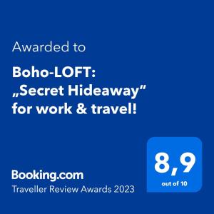 Boho-LOFT: „Secret Hideaway“ for work & travel!