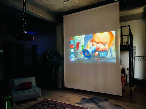 Designer Luxus Loft im Zentrum Essen - Showküche - Leinwand