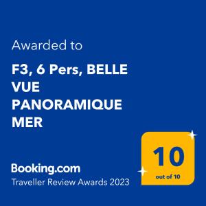 F3, 6 Pers, BELLE VUE PANORAMIQUE MER