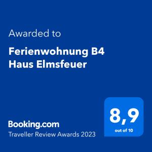 Ferienwohnung B4 Haus Elmsfeuer