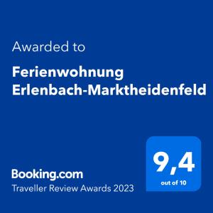 Appartement Ferienwohnung Erlenbach-Marktheidenfeld 5 Am Alten Berg 97837 Erlenbach bei Marktheidenfeld Bavière
