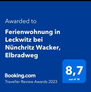 Appartement Ferienwohnung in Leckwitz bei Nünchritz Wacker, Elbradweg 5 Birkenweg 01612 Nünchritz Saxe
