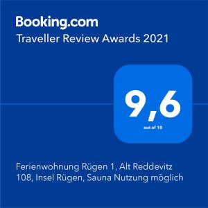 Ferienwohnung Rügen 1, Alt Reddevitz 108, Insel Rügen, mit Kamin, Sauna Nutzung möglich
