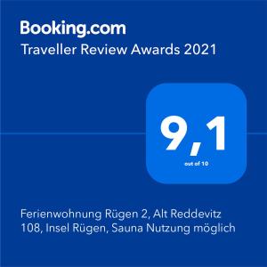 Ferienwohnung Rügen 2, Alt Reddevitz 108, Insel Rügen, Sauna Nutzung möglich