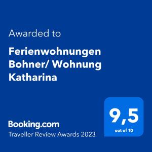 Ferienwohnungen Bohner/ Wohnung Katharina