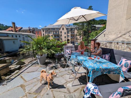 Flussblickwohnung mit Terrasse, Pool, Garten&Sauna - Zi2