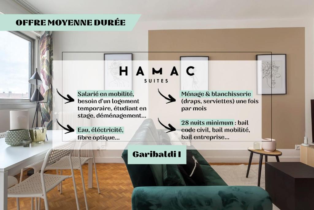 Appartement Hamac Suites - Suite Garibaldi 1 - 6 people 304b Rue Garibaldi 69007 Lyon