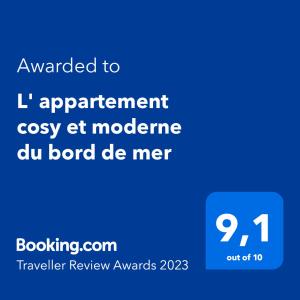 L' appartement cosy et moderne du bord de mer