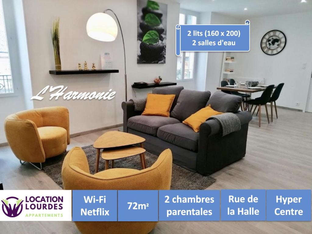 Appartement L'Harmonie 72m2 - 2 chambres - 2 sdb - Rue de la Halle - Hyper centre 3 Rue de la Halle 65100 Lourdes