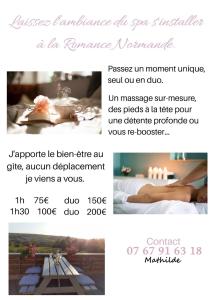 La Romance Normande gîte balnéo, massages, 2 pers.
