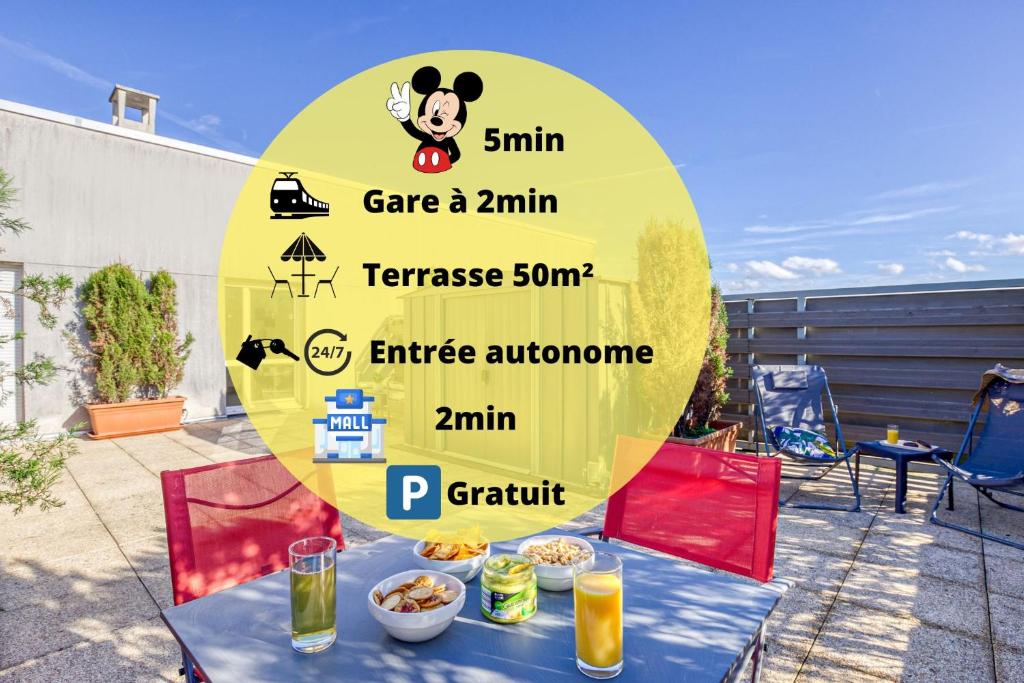 Appartement La terrasse Disney/Gare/Centre à 3min parking free 21 Rue d'Amsterdam 77144 Montévrain