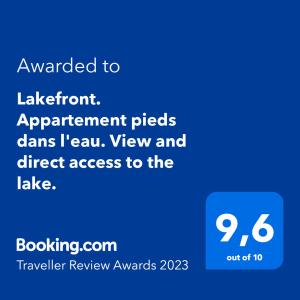 Appartement Lakefront. Appartement pieds dans l'eau. View and direct access to the lake. 17 Rue des Savoyances 74200 Anthy Rhône-Alpes