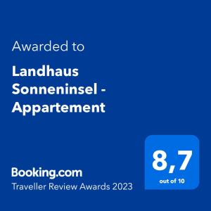 Landhaus Sonneninsel - Appartement