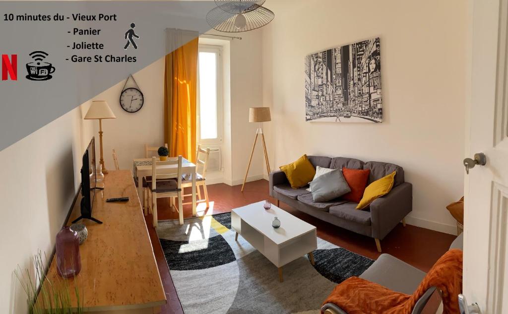 Appartement Le Mima : Appart lumineux 4 pers - Actif+ Location 18 Boulevard des Dames 13002 Marseille
