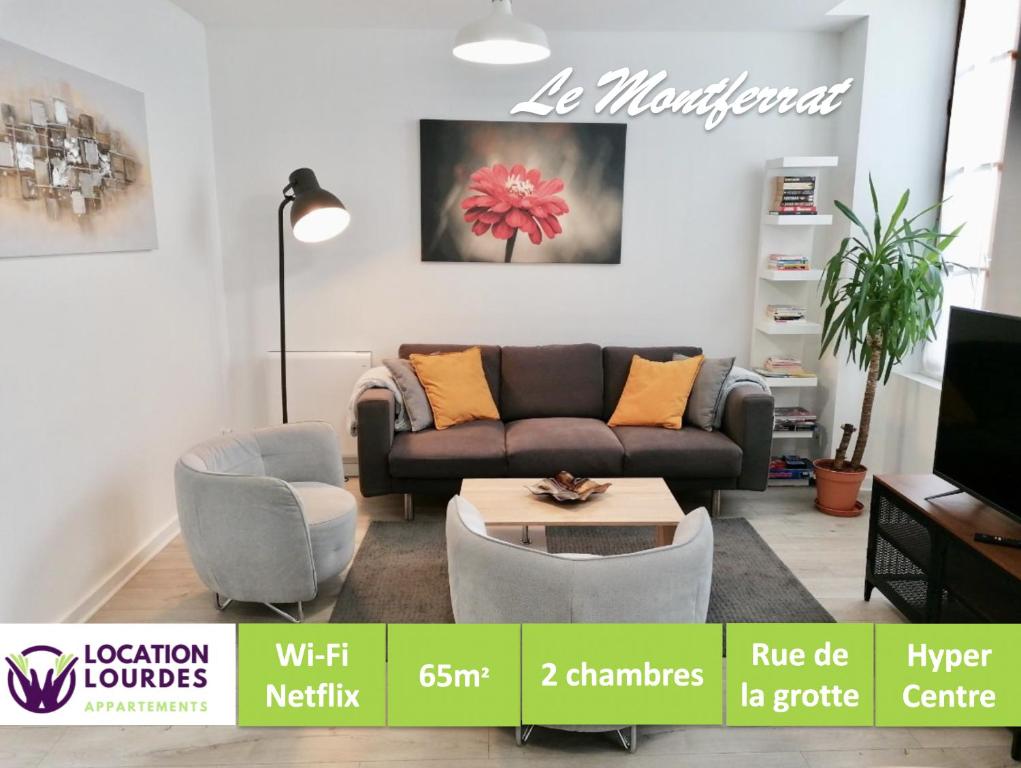 Appartement Le Montferrat - 65m2 - 2 chambres - Rue de la Grotte - Hyper Centre 32 Rue de la Grotte 65100 Lourdes