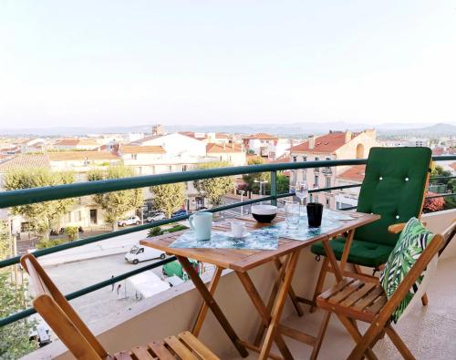 le panorama ,cœur de ville avec belle vue et grand balcon