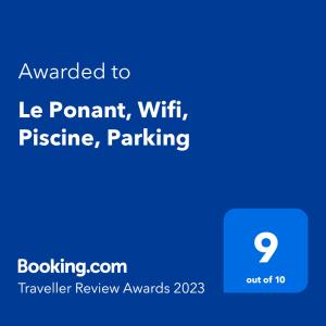 Le Ponant, Wifi, Piscine, Parking