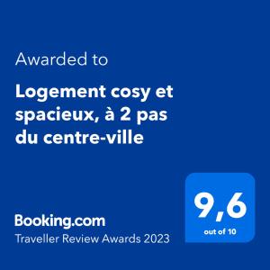 Logement cosy et spacieux, à 2 pas du centre-ville