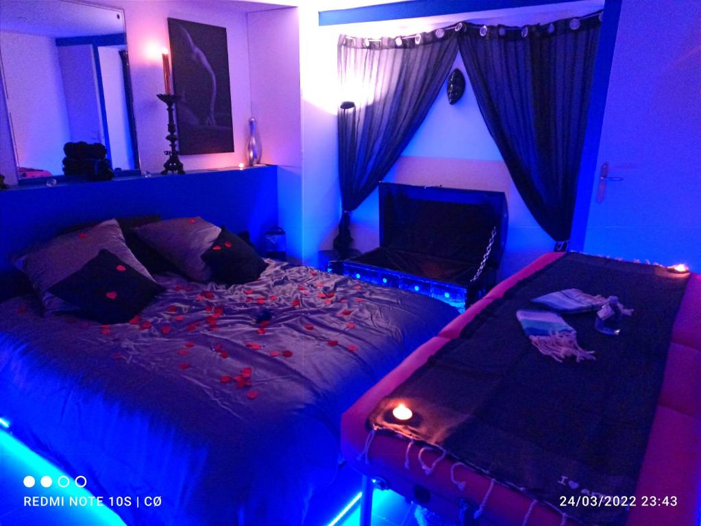 Appartement LoveRoom BlueLove Nuit romantique Allée des Ecurueils 66700 Plage dʼArgelès