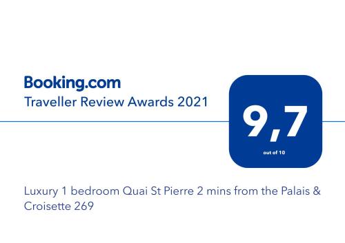 Luxury 1 bedroom Quai St Pierre 2 mins from the Palais & Croisette 269