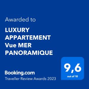 LUXURY APPARTEMENT Vue MER PANORAMIQUE