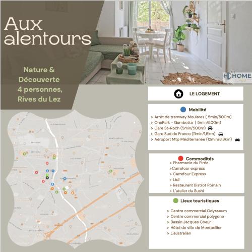 Nature et Découverte, 4 personnes, Port Marianne, Proche centre ville, Wifi