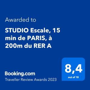 STUDIO Escale, 15 min de PARIS, à 200m du RER A