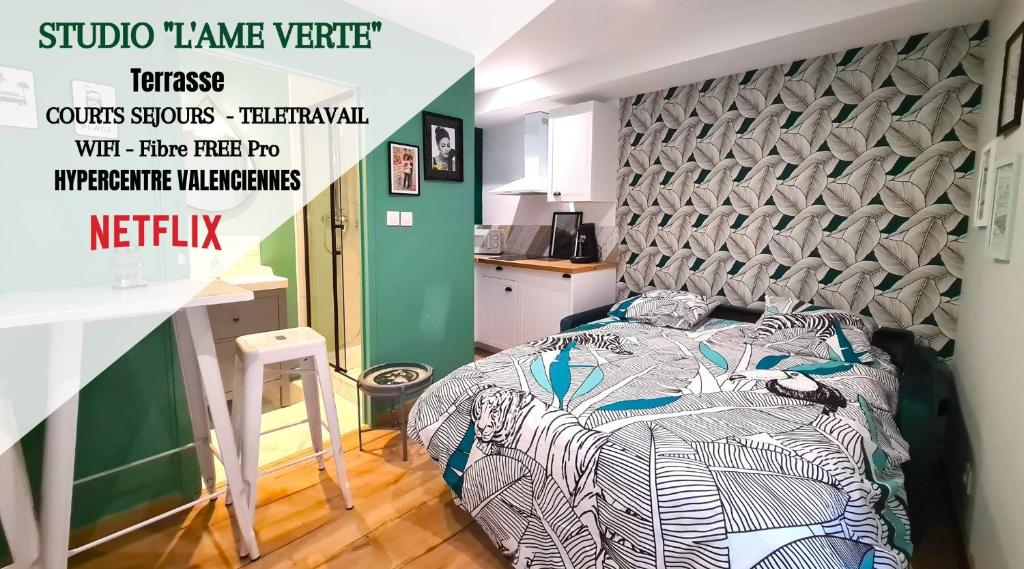 Appartement Studio L'âme verte - Terrasse - Netflix - Hypercentre - Vieux Valenciennes 95 Rue de Paris 59300 Valenciennes